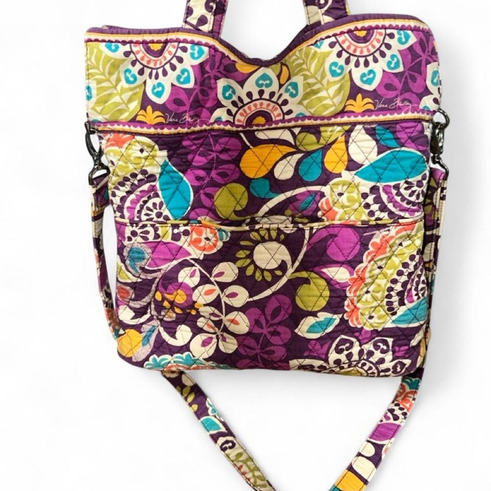 Vera Bradley Convertible Crossbody Tote Bag featuring the retired "Plum Crazy"